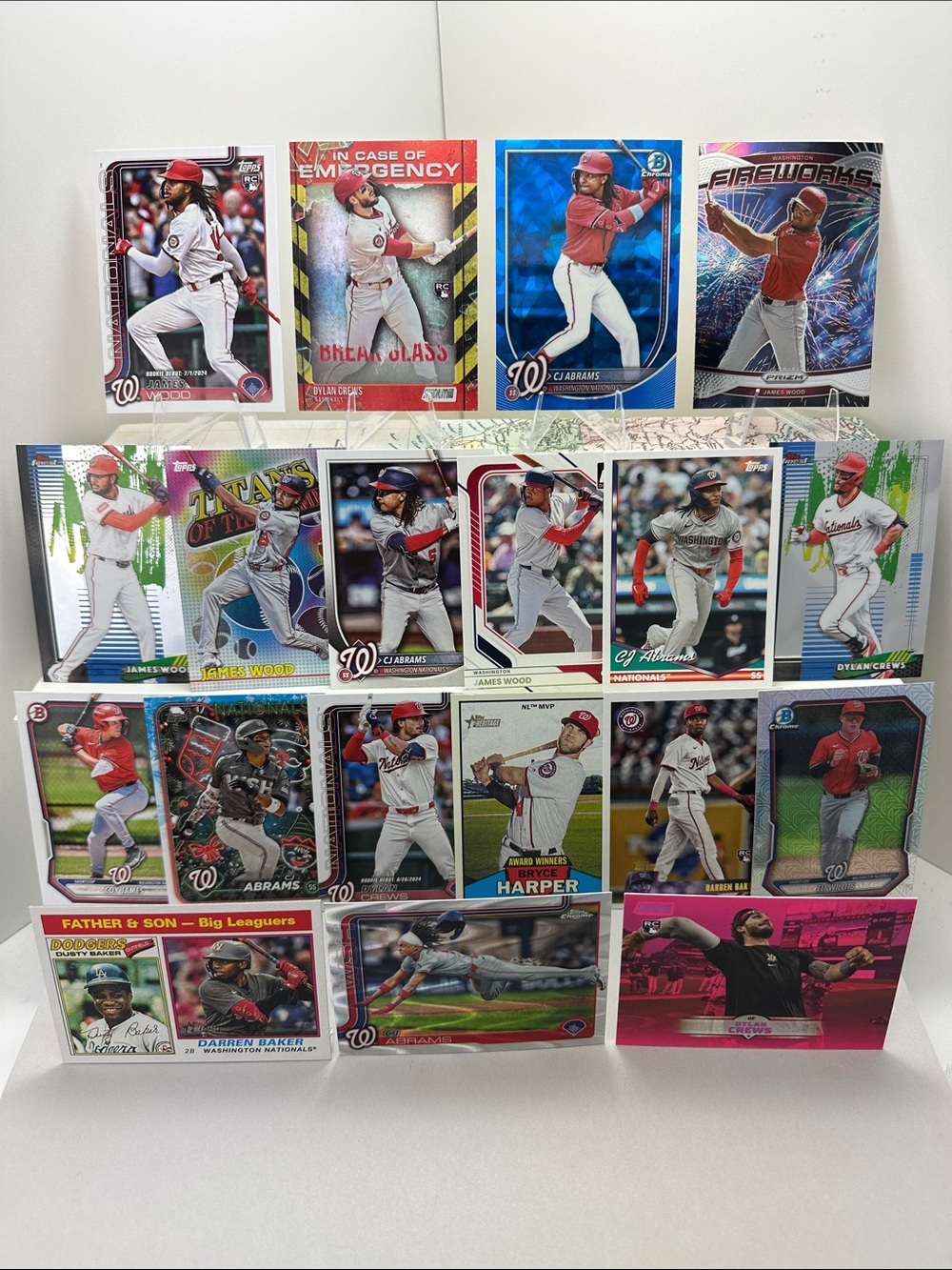 CJ Abrams Blue Diamanté/raywave Nats lot of 19 w/ James Wood/Dylan Crews Rookies